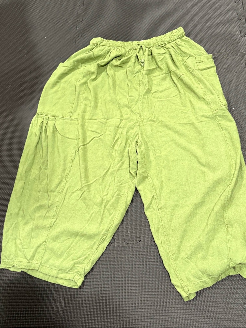 Free People Lime Green Wide Leg Cropped Drawstring Pants - Picture 8 of 10